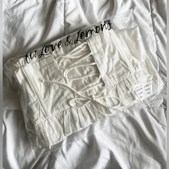 NWT For love and Lemons Heather Long Sleeve Corset Top size XXS white - Picture 13 of 14